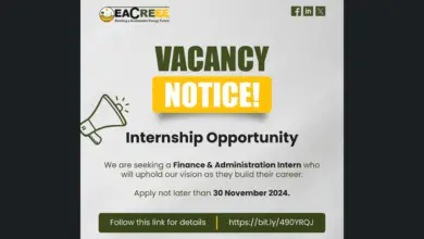 The East African Centre of Excellence for Renewable Energy and Efficiency is recruing for a Finance and Administration Intern