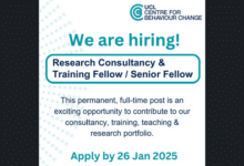 University of College London (UCL) Centre for Behaviour Change is recruiting for a Research Consultancy and Training Fellow