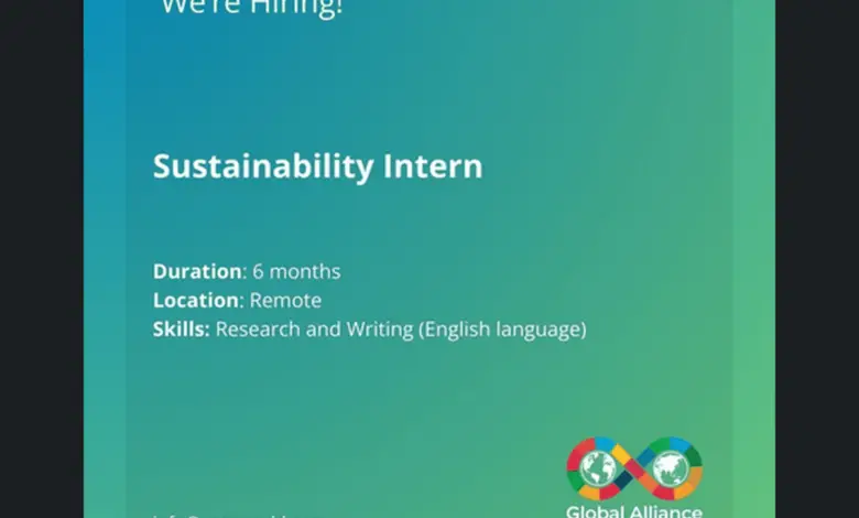 Global Alliance for a Sustainable Planet is recruiting for a Remote Sustainability Intern