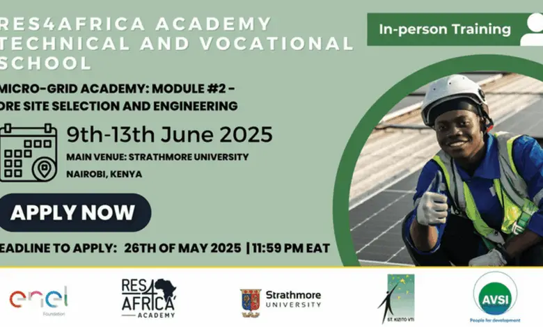 Applications are now open for the 38th Edition of the RES4Africa Academy Technical and Vocational School (20 scholarships available)