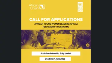 Applications are now open for the fully funded AUC-UNDP African Young Women Leaders (AfYWL) Fellowship Programme 2025