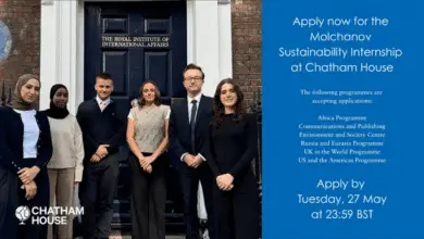 Applications are now open for the Paid Molchanov Sustainability Internship at Chatham House 2025-2026