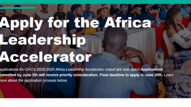 Applications are now open for the 2025/26 Global Health Corps Africa Leadership Accelerator Fellowship Program