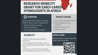 Call for Applications: IAHS ARC Research Mobility Grant for Early Career Hydrologists in Africa