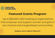 Apply for the Featured Grants Program: Up to $50,000 funding to organizations that empower women and girls in low-income and marginalized communities in the Global South