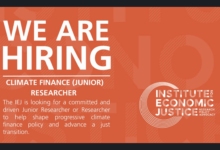 The Institute For Economic Justice is hiring for a Climate Finance (Junior) Researcher: Apply Now