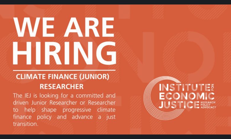 The Institute For Economic Justice is hiring for a Climate Finance (Junior) Researcher: Apply Now