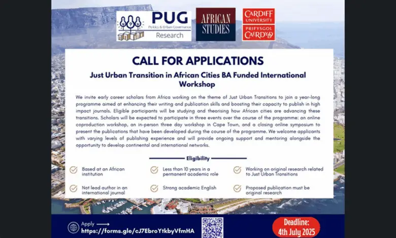 Call for Applications: Just Urban Transition in African Cities BA Funded International Workshop 2025–2026