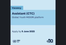 United Nations University is hiring for 2 Remote Assistant for Global Youth MIDORI platform(CTC1) Positions: Apply Now