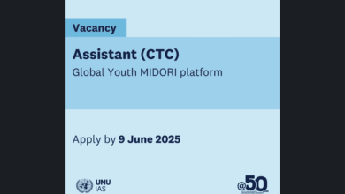 United Nations University is hiring for 2 Remote Assistant for Global Youth MIDORI platform(CTC1) Positions: Apply Now