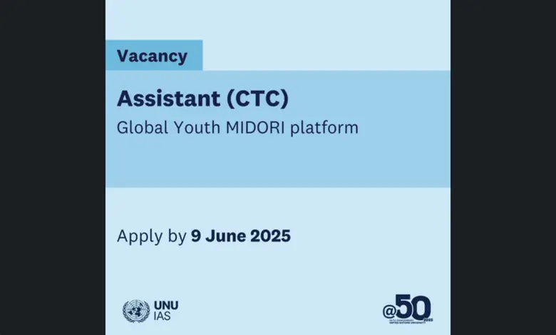 United Nations University is hiring for 2 Remote Assistant for Global Youth MIDORI platform(CTC1) Positions: Apply Now