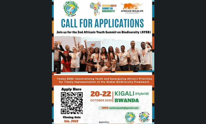 Call for Applications: The African Youth Summit on Biodiversity 2025 to be held in Rwanda