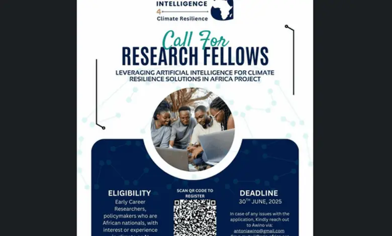 Call for Research Fellows : Leveraging Artificial Intelligence for Climate Resilience Solutions in Africa Project