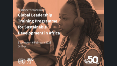 Applications are now open for the 2026 UNU-IAS Global Leadership Training Programme for Sustainable Development in Africa!
