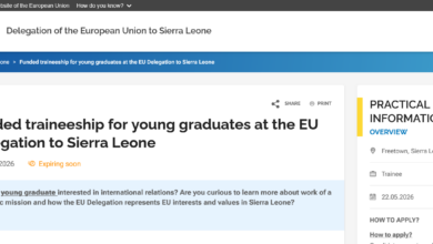 Call for Applications: Funded traineeship for young graduates at the EU Delegation to Sierra Leone